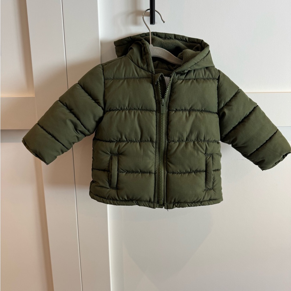 Old Navy Olive Puffer Jacket with Hood